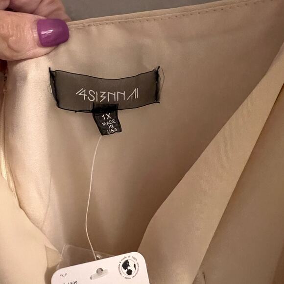 4 Si3nna ivory Sydney mini dress faux wrap ruched side wedding party size 1x - Picture 6 of 11